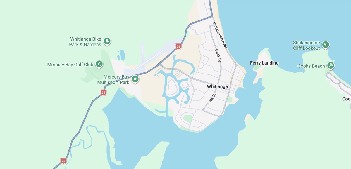 Map showing 43 Moewai Road, Whitianga